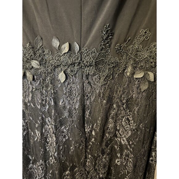 Mac Duggal 16 W Black Formal Long Sleeve Lace Applique Trumpet Gown 67896 NEW - Picture 7 of 10